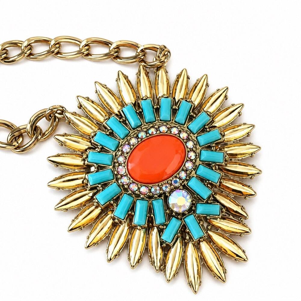 Premier Designs "Solstice" REVERSIBLE Sunburst Necklace • 2-in-1 Statement